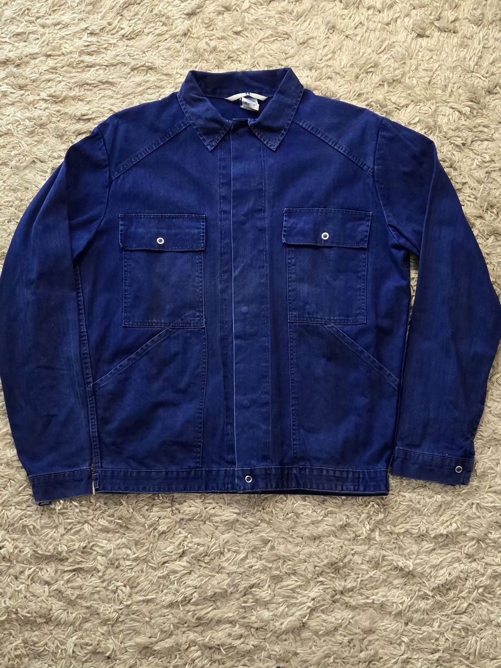 VTG 80s German HBT Snap Work Shirt L